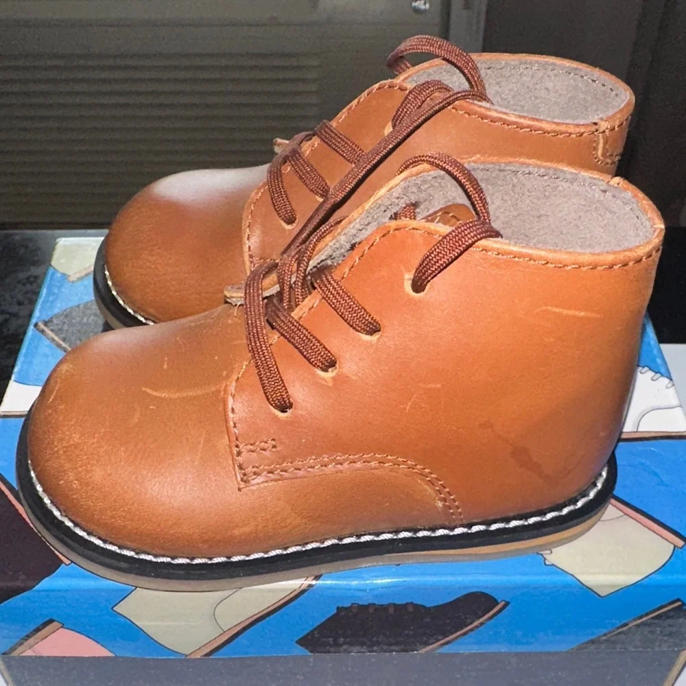 Josmo Toddler Brown Lace-Up Ankle Boots (Walking Shoes)